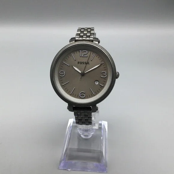 Fossil Heather Women Watch 42mm Silver Tone ES3137 Gray Dial New Battery 6.25" - Picture 2 of 13